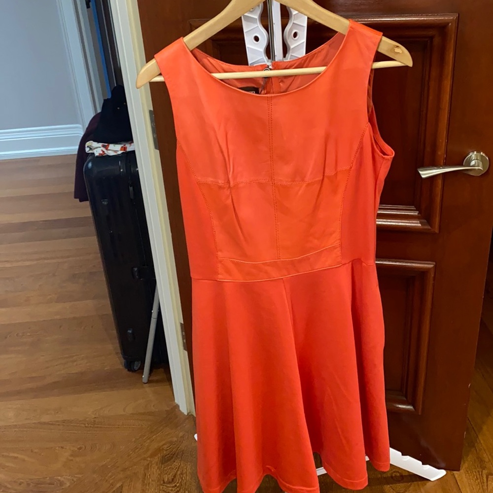 Coral Danier leather dress